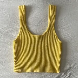 Forever 21 Yellow Ribbed Scoop Tank
